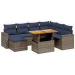 vidaXL Salon de jardin 8 Pièces avec coussins gris résine tressée
