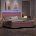 vidaXL Lit à ressort LED avec matelas Rose 200 x 200 cm Velours