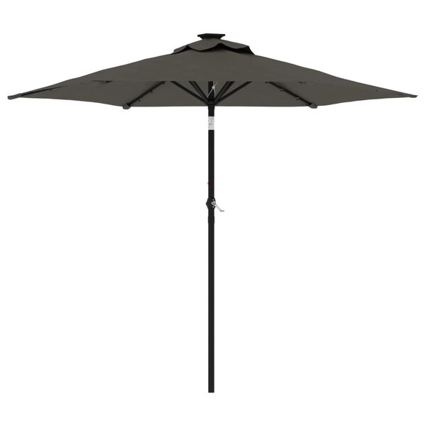 vidaXL Parasol de jardin LED et mât en acier anthracite 225x225x212 cm