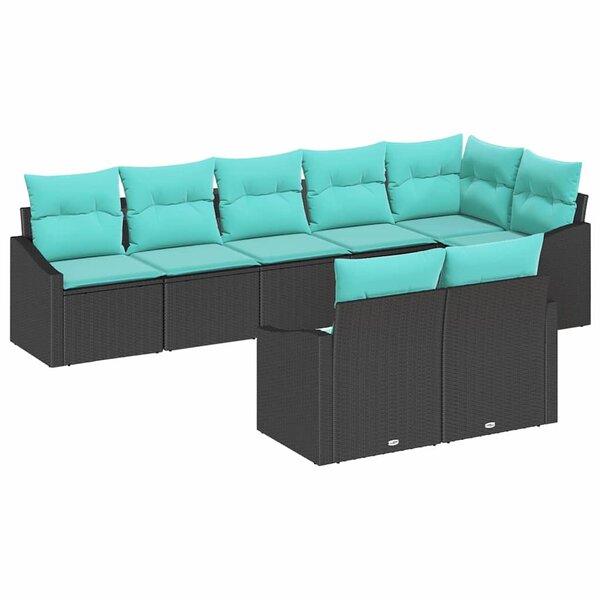 vidaXL Ensemble de Canapés avec coussin 8 Pièces Noir polyrotin