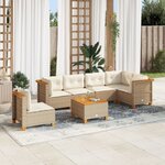 vidaXL Salon de jardin avec coussins 7 Pièces beige résine tressée