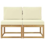 vidaXL 2 Pièce Sofa de milieu extérieur Bois d'Acacia Massif Blanc