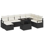 Ensemble de canapé de jardin 9 pièces vidaXL avec coussins Noir Rotin Poly