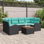 vidaXL Ensemble de canapé de jardin 7 Pièces Noir et turquoise