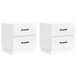 vidaXL Cabinet de chevet 2 Pièces Blanc brillant 43 x 34 5 x 44 5 cm