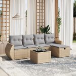 vidaXL Salon de jardin avec coussins 6Pièces mélange beige résine tressée