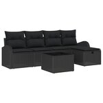 vidaXL Ensemble de Canapés avec coussin 6 Pièces Noir polyrotin
