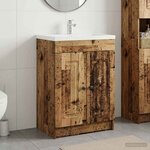 vidaXL Armoire sous évier de salle de bain Bois ancien