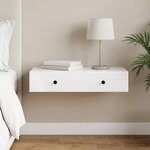 vidaXL Table d'appoint murale Blanc brillant 87 5 x 34 5 x 17 cm