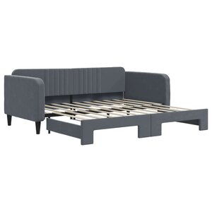 vidaXL Lit de jour avec gigogne sans matelas gris foncé 90x190 cm