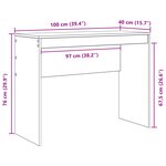 vidaXL Bureau d'écriture Chêne fumé Bois d'ingénierie 100 x 40 x 76 cm