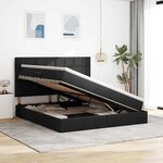 vidaXL Lit de rangement LED avec matelas Noir 160 x 200 cm Tissu