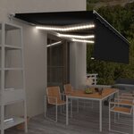 vidaXL Auvent manuel rétractable avec store et LED 6x3 m Anthracite