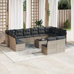vidaXL Salon de jardin avec coussins 13 Pièces gris clair résine tressée