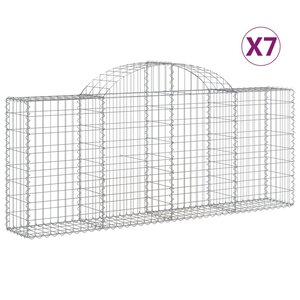 vidaXL Paniers à gabions arqués 7 Pièces 200x30x80/100 cm Fer galvanisé