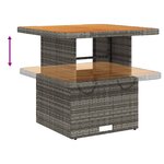 vidaXL Table de jardin gris 80x80x71 cm résine tressée et bois acacia