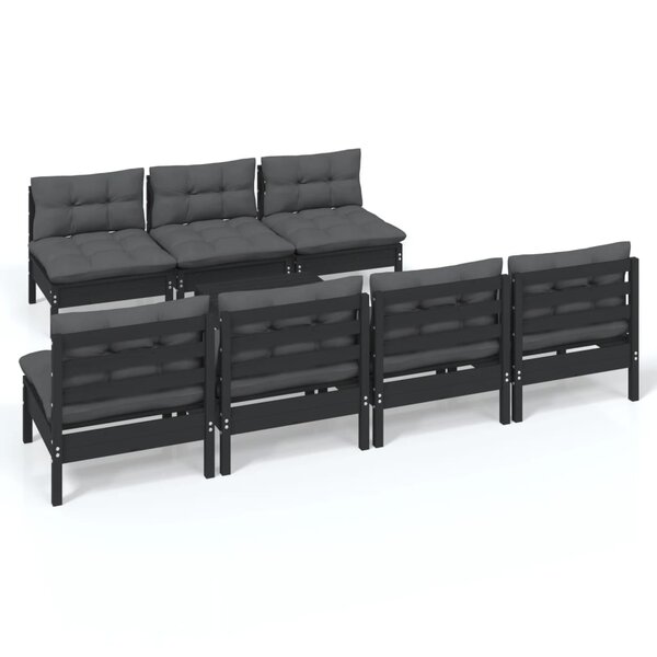 vidaXL Salon de jardin 8 Pièces avec coussins anthracite Bois de pin