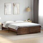 vidaXL Cadre de lit chêne marron 140x200 cm bois d'ingénierie et métal