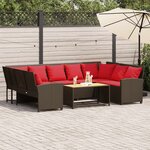 vidaXL Canapé de jardin avec coussins marron résine tressée