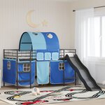vidaXL Lit mezzanine pour enfants Noir et Bleu 90 x 200 cm Métал
