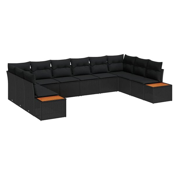vidaXL Ensemble de canapé de jardin 10 Pièces Noir Poly rotin