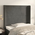 vidaXL Tête de lit avec oreilles Gris foncé 93x16x118/128 cm Velours