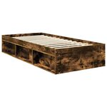 vidaXL Cadre de lit avec tête de lit Chêne fumé 90 x 190 cm Pin massif
