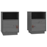 vidaXL Tables de chevet 2 Pièces Gris 40x34x55 cm Bois de pin massif