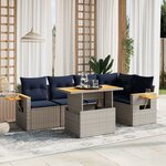 vidaXL Salon de jardin 6 Pièces avec coussins gris résine tressée