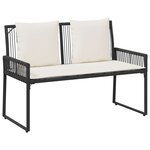vidaXL Ensemble de meubles d'extérieur 4 Pièces Noir et blanc crème