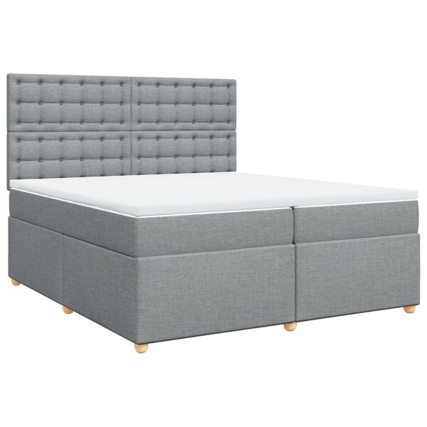 vidaXL Sommier à lattes de lit avec matelas Gris clair 200x200cm Tissu
