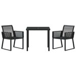 vidaXL Ensemble de salle à manger pour jardin 3 Pièces Noir Poly rotin
