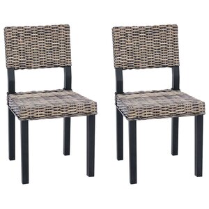 vidaXL Chaise de salle à manger GENDT 2 pc Rattan Kubu Noir Blanchi
