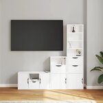 vidaXL Meubles TV 4 Pièces avec rangement ODDA blanc bois de pin massif
