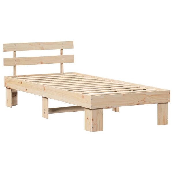 vidaXL Cadre de lit avec tête de lit 75x190 cm en bois massif de pin