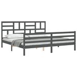 vidaXL Cadre de lit sans matelas gris 200x200 cm bois massif
