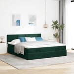 vidaXL Cadre de lit ottoman avec matelas vert foncé 160x200 cm velours