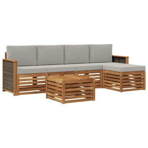 vidaXL Ensemble de canapés d'extérieur 6 pc Naturel et gris clair