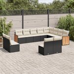 vidaXL Salon de jardin 12 Pièces avec coussins noir résine tressée