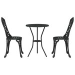 vidaXL Ensemble bistro de jardin 3 Pièces Noir Aluminium