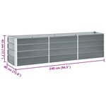 vidaXL Jardinière surélevée acier galvanisé 240x40x45 cm gris