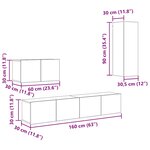 vidaXL Meuble TV mural 4 Pièces Bois ancien Moyen Bois stratifié