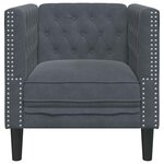 vidaXL Fauteuil Chesterfield Gris foncé 71 x 74.5 x 70.5 cm Velours