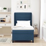 Lit à ressort bleu vidaXL avec matelas 100x200 cm en tissu