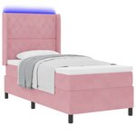 vidaXL Lit à ressorts avec matelas avec LED Rose 90 x 200 cm Velours