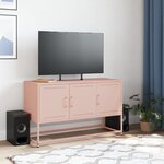 vidaXL Meuble TV rose 100 5x39x60 5 cm acier