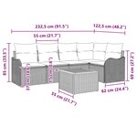 vidaXL Ensemble de canapé de jardin avec coussin 6 Pièces Gris polyrotin