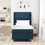 vidaXL Lit à ressorts avec matelas gris foncé 90x190 cm Bleu tissu