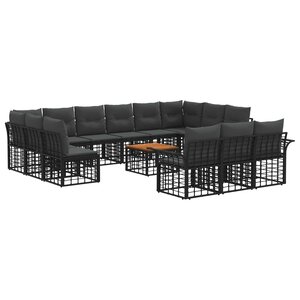 vidaXL Ensemble de canapés d'extérieur 14 Pièces Noir et Gris foncé