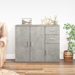 vidaXL Buffet Gris béton 91x29 5x75 cm Bois d'ingénierie